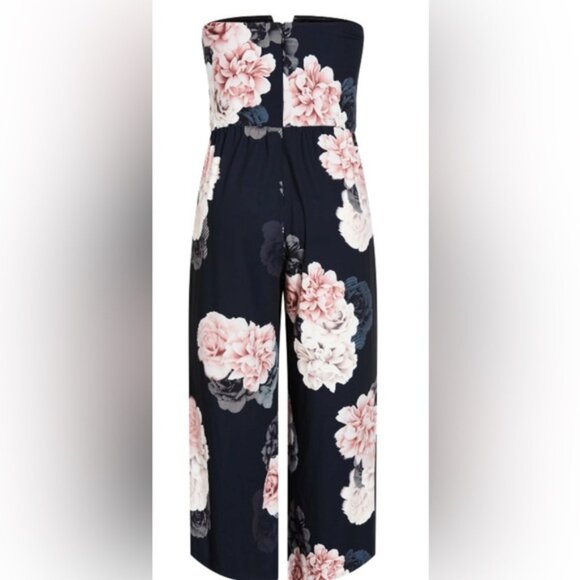 City Chic Navy French Floral Strapless Jumpsuit Size 24 NWT - Picture 4 of 15